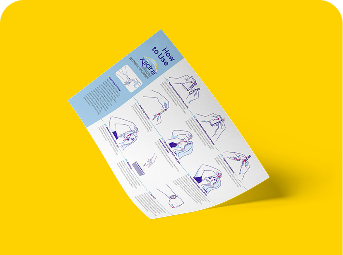 Image of a piece of paper with the text How to use Xiidra on it with various images depicting the process with small text under each image