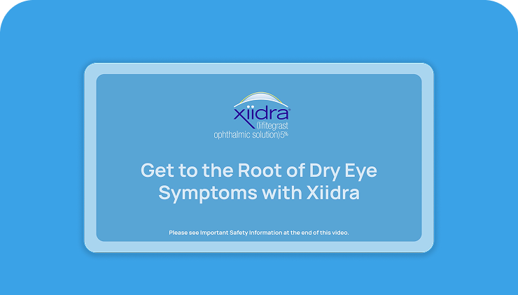 Image of a piece of paper with the text How to use Xiidra on it with various images depicting the process with small text under each image